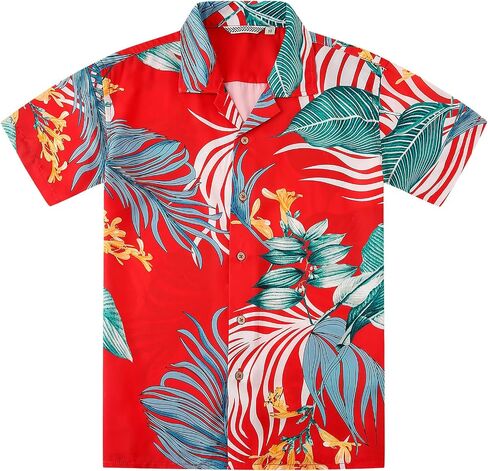 Damipow Boy's Hawaiian Shirt Short Sleeve Button Down Kids Beach Vacation Shirts Tropical Summer Tops in Saudi Arabia