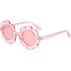 Kids Round Flower Sunglasses Girl flower Shaped Sunglasses Cute Kids Eyewear for Pool Beach Outdoor Age 2-10 Years