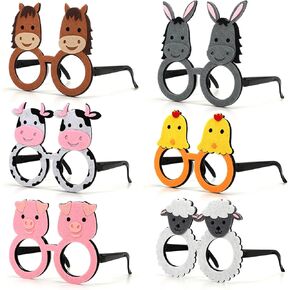 6Pcs Farm Animal Glasses Barnyard Party Favors Eyeglasses Frame Creative Funny Eyewear Costume Birthday Party Supplies