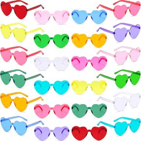 24 Pack Kids Heart Sunglasses Party Party Favors - Neon Kids Heart Glasses for Boys Girls Year 3-12 | غودي كيس موثوق | لوازم حفلة عيد الميلاد | جوائز الفصول الدراسية | تبادل الهدايا