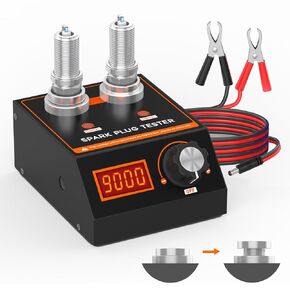Spark Plug Tester Dual Holes, 500-9000RPM Adjustable Ignition Coil Tester with Adjustable Height Socket, Spark Plug Tester Tool for 12V Gasoline Vehicles Cars, Trucks & Motorcycle