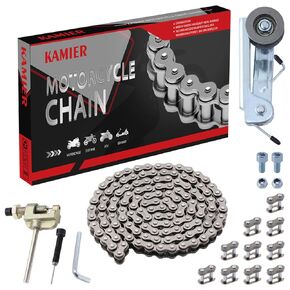 Kamier #25 Drive Chain 126 Links with chain tensioner assuster kit application for Razor MX350 MX400 SX350 ZR350 Dirt Rocket Bike Kids Electric Motocros