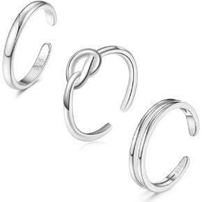 3pcs 14K Gold/Silver Plated Toe Rings for Women Adjustable Trendy Band Cubic Zirconia Rings Summer Beach Open Toe Rings Foot Jewelry