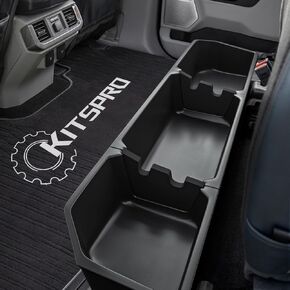Kitspro Black الخلفي التخزين الخلف مخصص FIT 2017-2024 Ford F-250 F-350 F-350 Super Duty و 2015-2024 FORD F-150 Supercrew CAR CAB الخلفية الثقيلة تحت منظم صندوق المقعد الخلفي ، مضاد للزلزال