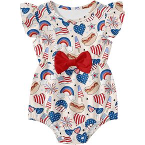 فتيات الأطفال ملابس الأطفال الرضع bodysuit صيف طباعة رومبير مع القوس 0-18 شهر