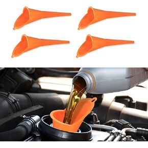 2PCS Oil Funnel, Automotive Multi-Function Plastic Fuel Funnel with Long Neck, Car Accessories Universal Engine Oil Funnel for Filling Oils Gas Lubricants Fuel Kerosene and Other Liquids (Red+Orange)