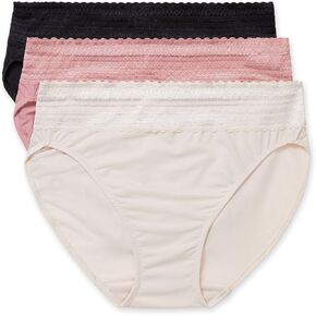Warner's Women's Blissful Benefits Dig-Free Comfort Waistband with Lace Microfiber Hi-Cut 3-Pack 5109w