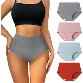 Women's Cotton Underwear High Waisted Panties Full Coverage Ladies Briefs Panties