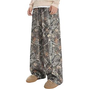 Boy's Graphic Camo Baggy Pants Wide Leg Elastic Waist Long Trousers Vintage Streetwear