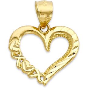 Real Solid Gold Heart Pendant in 10k or 14k, Romantic Dainty Jewelry Gifts for Her