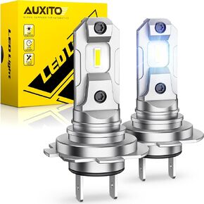 AUXITO New Upgraded H7 Bulbs, 6500K White, 1:1 Halogen Size, H7LL LED Fog Light, Non-polarity, No Adapter Required, Easy Plug-N-Play Installation, Pack of 2