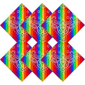 Uratot 6 Pack Gay Pride Rainbow Bandanas Cotton Commandchiefs ، دعم LGBT أسباب