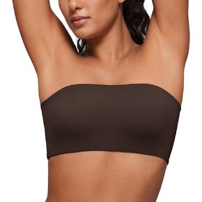 CRZ YOGA Softhold Womens Double Lined Strapless Bralettes - Tube Tops Bandeau Unlined Wireless Stretchy T-Shirt Everyday Bra