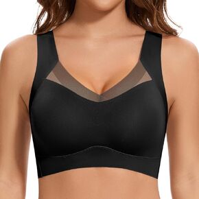 DOCUMO Seamless Bras for Women No Underwire Comfortable Push Up Wireless Bra Mesh Padded Back Smoothing Bra