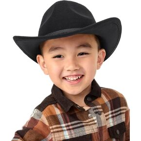 Western Cowboy Cowgirl Hat for Kids - Classic Boys Girls Felt Rodeo Fedora Hat with Belt Buckle (for Kids 4-10 Years)
