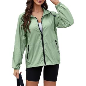 Rain Jacket Women Waterproof Lightweight Jacket With Hood Packable Raincoat With Pocket S-XXL