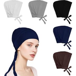 5Pcs Islamic Muslim Under Hijab Cap Inner UnderScarf for women Inner Under Scarf Hat Hijab Cap with Tie Back Closure