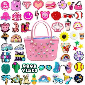 سحر هاواي لإكسسوارات حقيبة BOGG ، 50pcs لطيف الصيف شاطئ preppy hippie الحصان الوردي السلام الفراشة
