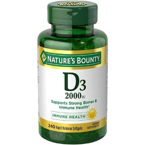 Nature's Bounty Vitamin D ، يدعم صحة المناعة وصحة العظام ، 2000iu فيتامين D3 ، 150 Softgels