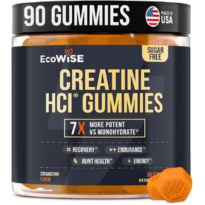 Creatine HCL Gummies 750mg, Chewable Gummies for Men & Women, Sugar-Free, Vegan, HCL Creatine for Active Lifestyle, Strawberry Flavor, 90 Count