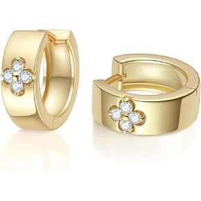 أقراط Clover Hoop للنساء الهدايا خالية من النيكل مع مميزة Moissanite (D Color VVS1 Clarity 3ex Cut) S925 Sterling Silver 18K Gold Cack