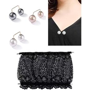Lace Cleavage Cover Modesty Panel Hook to Bra Insert Mock Camisole Sets, Anti-exposure Brooch Pins