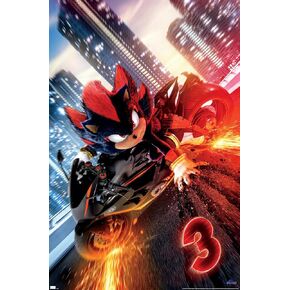 Trends International Sonic The Hedgehog 3 - Shadow Motorcycle One Sheet Wall Poster, 34L x 22.4W, Unframed Version