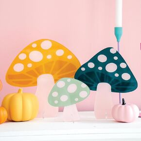 C. R. Gibson ADM-25404 Kailo Chic Acrylic Mushrooms Home Decorations, Sizes Vary, Pink and Orange, 3 Pieces