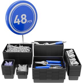 48 PCS Tool Box Set ، مجموعة أكبر حجم ، منظم مكتب ، مربع للأدوات المرآب ومنظمة درج الغرفة لورشة العمل