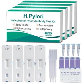 H Pylori Test Kit, 4 PCS Helicobacter Pylori Test Kits at Home, H. Pylori Test H-Pylori Self-Test for Home Use, Results in 10-15 Minutes with Highly Accurate