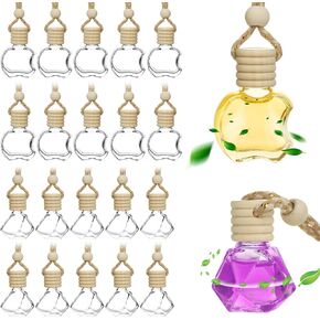 20 جهاز كمبيوترا معلقة معطر الهواء ، 8 مل من زجاجات العطور الفارغة من الزجاجات العطرية الأساسية للسيارة ، زجاجة ناشر العطرية للسيارات -دياموند وشكل التفاح