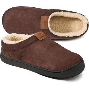 Zizor Men's Breathable Suede Fleece Lined Slippers with Memory Foam Indoor/Outdoor