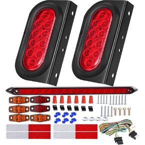 6 Inch Oval Led Trailer Lights Kit with Mounting Bracket, Sealed Submersible Stop Brake Trailer Tail Light Kit, Lights Bar and Wiring Harness for Boat RV Truck