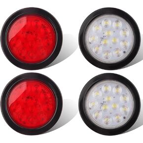 4pcs 4 بوصة مستديرة أضواء الذيل LED - 4 بوصة مستديرة مقطورة LED توقف بدوره باك الفرامل ذيل أضواء عكسية الضباب 12 الحلقات المطاطية LED و 3 أسلاك التوصيل المصنوعة من الأسلاك الشق