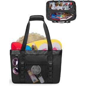 Yarwo Large Beach Bag with Cooler Section, XL Beach Vacation Tote Bag with Wet Dry Pockets and Luggage Strap for Swim, Pool in Saudi Arabia