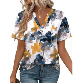 Weeso Womens Tops Summer Short Sleeve v Neck Blouses Business Discal Lough Thirts Thirts Trendy Fashion