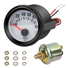 Linkstyle Electric Oil Press Pressure Gauge 12V, 2" 52mm Automotive Oil Pressure Meter 0-100 PSI with Sensor for Car RV Truck Boat Marine