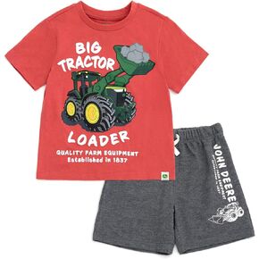 John Deere T-Shirt and French Terry Shorts Outfit Set Newborn to Little Kid Sizes (3-6 Months - 7-8)