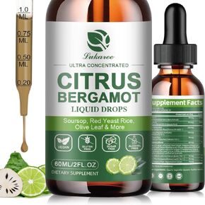 Citrus Bergamot Liquid Drops - Natural Supplement with Soursop, Red Yeast Rice, Garlic, Olive Leaf, Black Pepper - High Absorption - Support Overall Wellness* - Soursop Bitters Liquid, 2 Fl Oz