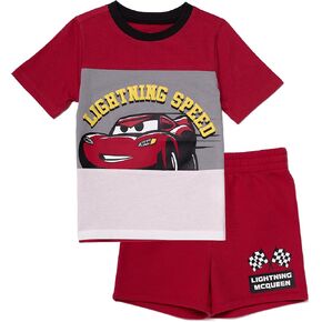 Disney 2-Piece Boys Short Set – Mickey Mouse Cars Lightning McQueen Crew Neck T-Shirt and Shorts Outfit