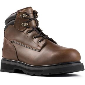 Mens 6" Heavy Duty Steel Toe Work Boots for Men, Comfortable, Goodyear Welt, Crazy Horse Leather, Oil/Slip Resistant, Construction Boots, 84704