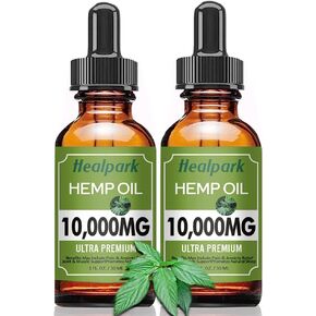 (2 Pack 10000mg) زيت القنب - مستخلص بذور القنب الطبيعي قطرات قطرات غنية بفيتامين وأوميغا 3 6 9