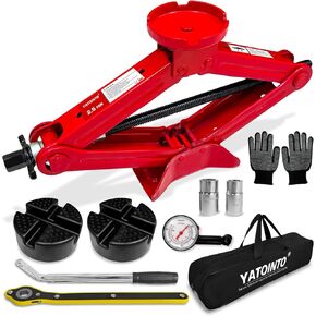 Car Scissor Jack for Tessla, Portable Tire Changing Kit Includes 5512 LBS/2.5 Ton Black Scissor Jack Socket Drill Adapter Jack Pad Ratchet Wrench, for Model Y Model 3/S/X