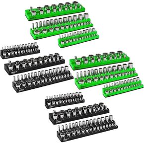 Magnetic Socket Organizer Set 6Pcs, Magnetic Socket Holder, 1/4", 3/8", 1/2" Drive Metric SAE Standard & Deep Sockets Magnetic Socket Trays(Socket not Included)