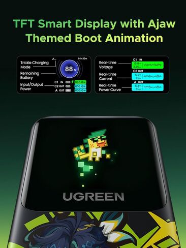 UGREEN Nexode Power Bank 20000mAh 130W شاحن محمول 72Wh PD شحن سريع 3 منافذ USB C بطارية مع شاشة TFT ذكية لأجهزة Macbook/ipad/iPhone 15/Samsung S24/Switch والمزيد in Saudi Arabia