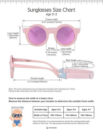 COCOSAND Polarized Baby Sunglasses with Strap & Soft Silicone Nose Pads | Flexible, For 0-24 Months Infant Toddler Girls Boys in Saudi Arabia