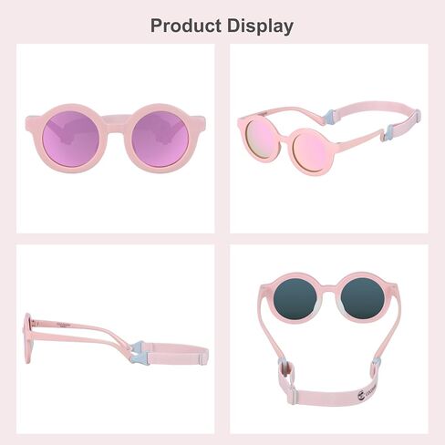 COCOSAND Polarized Baby Sunglasses with Strap & Soft Silicone Nose Pads | Flexible, For 0-24 Months Infant Toddler Girls Boys in Saudi Arabia