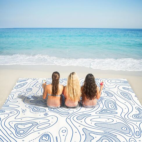 Beach Blanket Sandproof Waterproof, Large Beach Mat for 2-4 Adults with Stakes, Sand Free Compact Lightweight Picnic Blankets, Beach Essentials Necessities Accessories Must Haves-Colorful Rainbow Wave in Kuwait