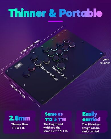 Sehawei Arcade Stick R16 All-Button Arcade Controller 16Keys for PC/Ps3/Ps4/Switch/Steam,Fight Stick for Fighting Games with Custom RGB & Turbo Functions & Hot Swap in Saudi Arabia