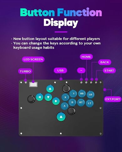 Sehawei Arcade Stick R16 All-Button Arcade Controller 16Keys for PC/Ps3/Ps4/Switch/Steam,Fight Stick for Fighting Games with Custom RGB & Turbo Functions & Hot Swap in Saudi Arabia